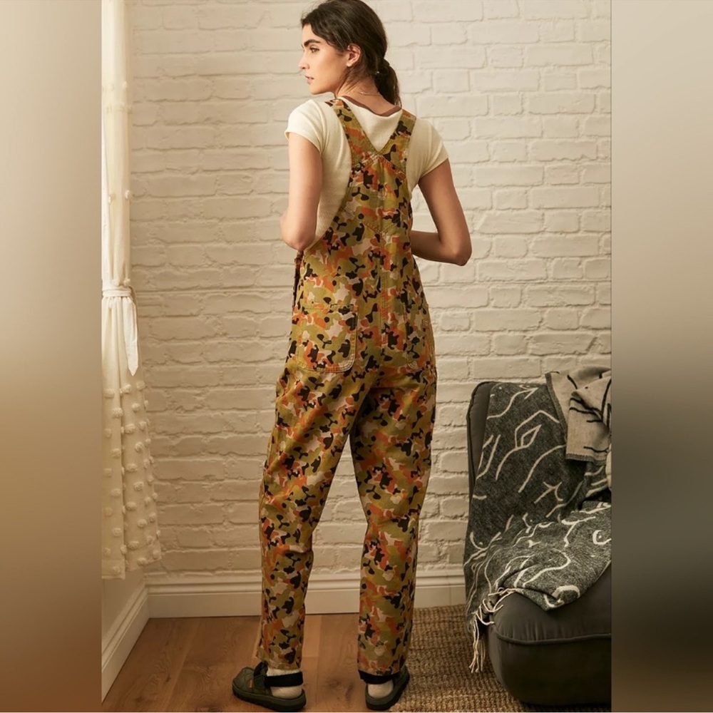 Dickies The Artondale Camo Print Duck Bib Overalls Green Orange Size Small NWT - Picture 7 of 13